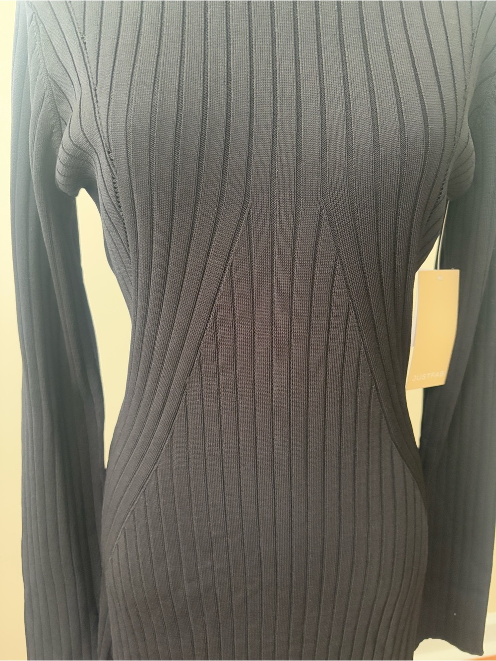 Just Fab Black Ribbed Long-Sleeve Knit Dress - Picture 7 of 16